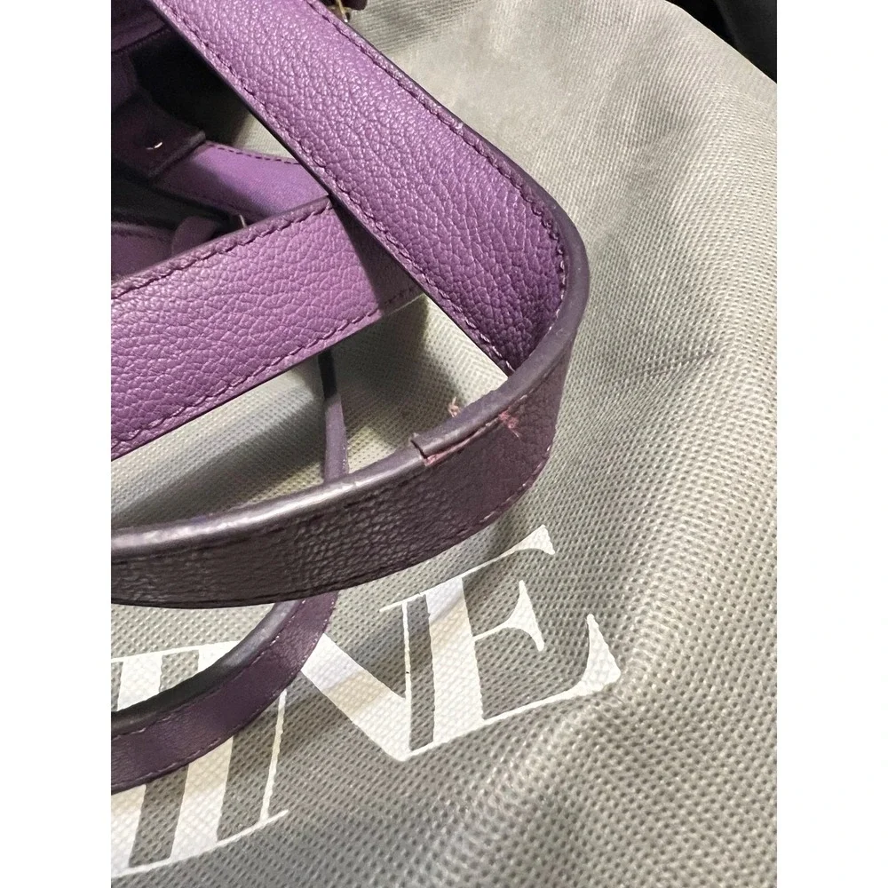 Dora Delphine Purple Leather‎ Satchel Crossbody Bag Gold Hardware Purse